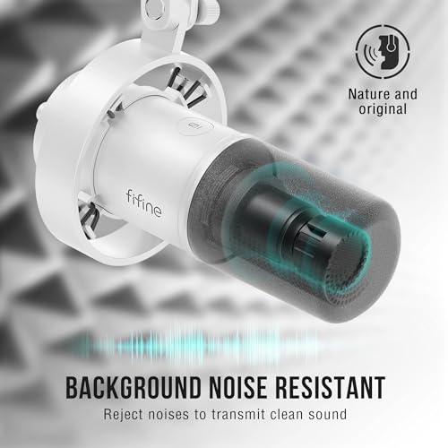 Image of FIFINE Podcast XLR /USB Microphone Kit, Studio Dynamic Vocal Mic for Recording, Streaming, Voice-Over, PC Microphone with Boom Arm with Mute, Headphone Monitoring, Metal-AmpliTank K688T White