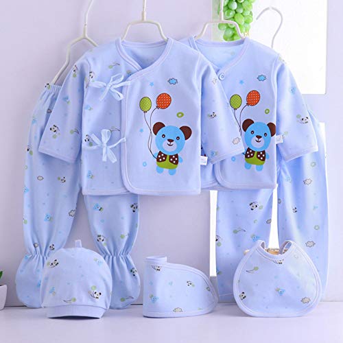 0-3 Months Girls Outfits&Set, 7PCS Newborn Baby Boys Girls Cartoon Pyjamas Tops+Hat+Pants +Bib Sleepwear Set