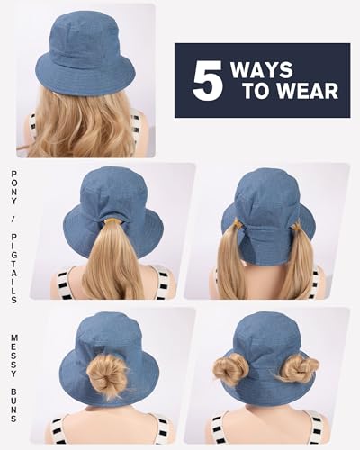 Image of TOP-EX Ponytail S M L XL UPF50+ Sun UV Protection Packable Bucket Hats for Women Hiking Fishing
