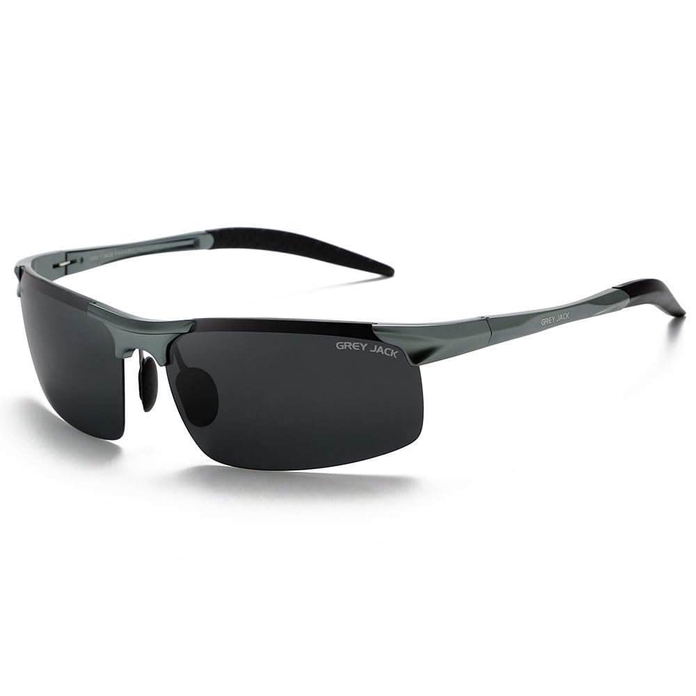 grey jack Al-Mg Sports Polarized Sunglasses Classic Rectangle Half Frame Sun Glasses S8177