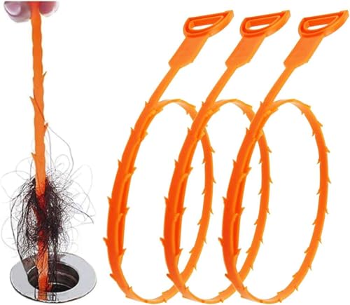 Forlivese 25 Inch Drain Snake 3 Pack Hair Clog Remover Sink Unblocker Snake Reusable Shower Drain Cleaner Unblocker Tool Plumbing Tools for Shower Kitchen Toilet Bathroom Plug Hole