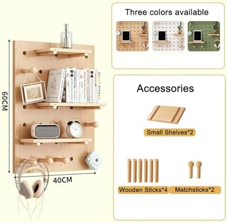 Modular Pegboard Organizer - 40x60 cm Multifunctional Wood Wall Storage Panels, 1.6cm Thick Perforated Tool Holder for Home, Office, Garage, Craft Room