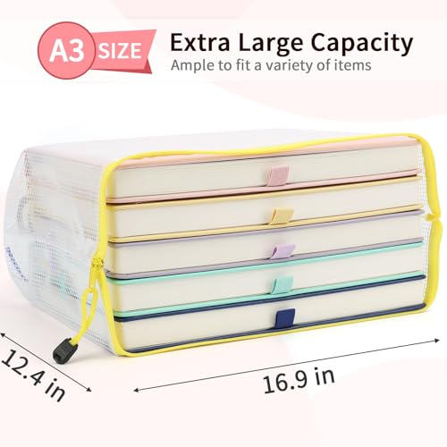 umriox zipper pouch 169x124 in 12 colors 12 packs extra large zipper bags waterproof bags for office supplies puzzles board game storage amp cross stitch projects
