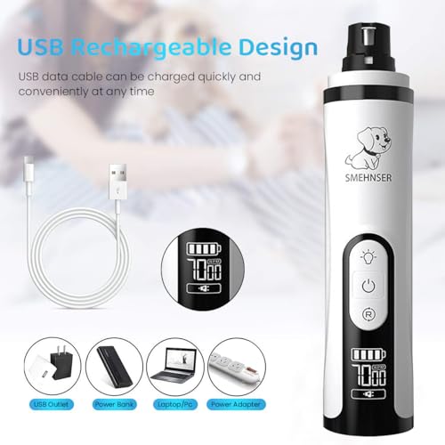 Image of Qpets Electric Dog Nail Grinder with 3 Speeds Modes and 2 Led Light Dog Nail Trimmer for Cat Dog USB Electric Dog Nail Grinder, Dog Nail Cutter for Small Medium Large Dogs and Cats