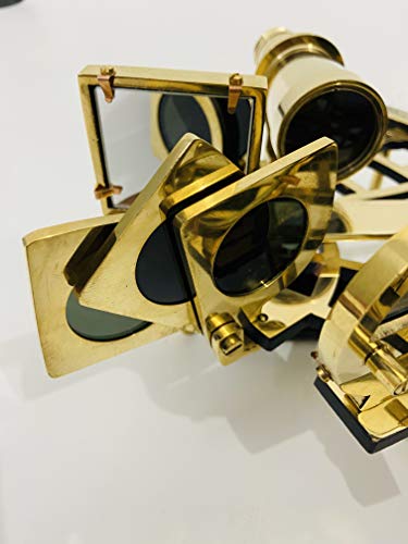 Image of Malla 9 inch Brass Sextant Navigational Sextant | Real Sextant | Sextant Working | Sextant Original | Antique Marine Sextant | Vintage Functional Astrolabe Sextant Gift Nautical Decor