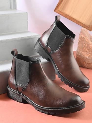 Image of Prolific Men's Chelsea Boots | Ankle Height Boot| Formal, Office & Casual Wear Shoes | Soft Cushioned Insole, Dynamic Feet Support, Arch Support & Shock Absorption