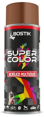 Bostik Super Color Marrón Senale RAL 8002 - Pintura en Spray Acrílica para Uso Profesional y Doméstico, Interior y Exterior, Bote 400 ml