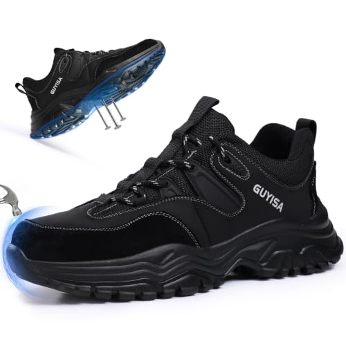 Image of Steel Toe Shoes for Men, Lightweight Safety Work Shoes, Breathable Puncture-Resistant Work Shoes for Warehouse, Factory and Light Construction
