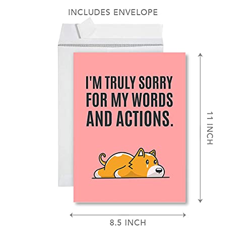 Andaz Press Funny I'm Sorry Jumbo Card I'm Truly Sorry 8.5 X 11 Inch Blank I'm Sorry Greeting Card With Envelope Big Apology Card For Wife Husband Boyfriend Girlfriend Friend 1-Pack #TOP4