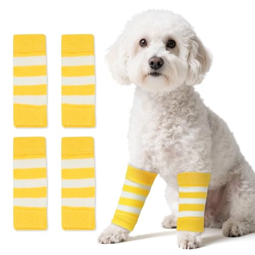Image of 4 PCS Dog Elbow Sleeve Knit to Help Reducing Licking Scratching Elbow | Soft Knitting, Stretchy Fit Sleeves, Helps Reduce Licking, Dog & Cat Friendly, Easy to Wear, Daily Leg Coverage