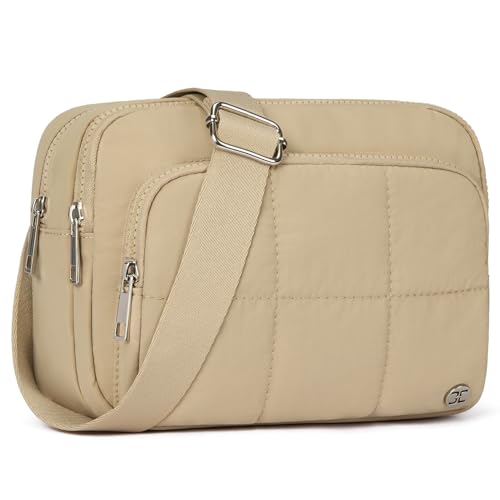 Telena Crossbody Bag for Women, 3-Zip RFID Anti-Theft Crossbody Purse for Travel Khaki