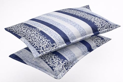 Image of BEVI Microfiber Pillow Cover, Blue, 300 TC, Pack of 2 | Ultra Soft & Smooth, Printed, Fade Resistant, Wrinkle Free