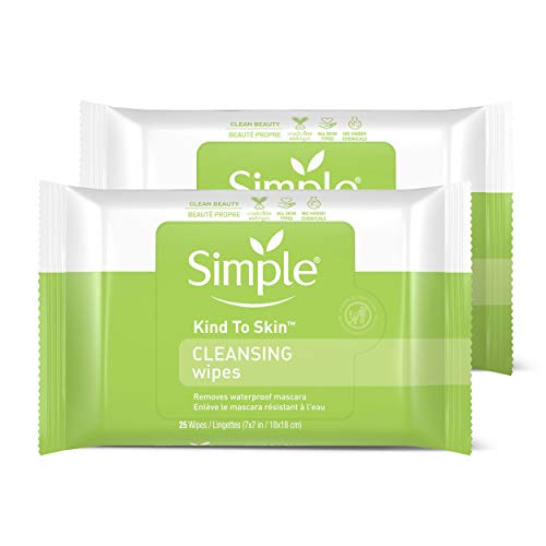 Simple Kind to Skin Facial Wipes Gentle and Effective Makeup Remover Cleansing Free from color and dye, artificial perfume and harsh chemicals 25 Wipes 2 Count