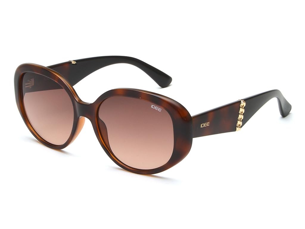 IDEE 100% UV protected sunglasses for Women with Shiny Dark Brown Demi Polycarbonate frame | Size - Large with Browncolore...