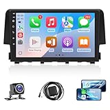 Android Car Stereo 2016 2017 2018 2019 2020 2021 Honda Civic Radio Apple Carplay Android Auto 9 Inch Touchscreen for Civic Car Screen with GPS Navigation Bluetooth 5G WiFi Backup Camera SWC MIC