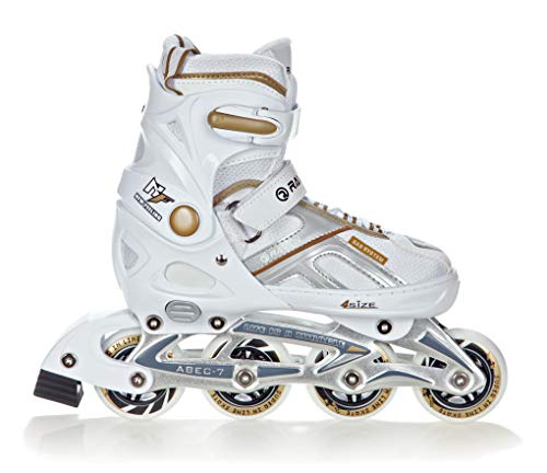 Patines en línea de tamaño Ajustable Pulse White – Blanco/Oro, 40 a 43