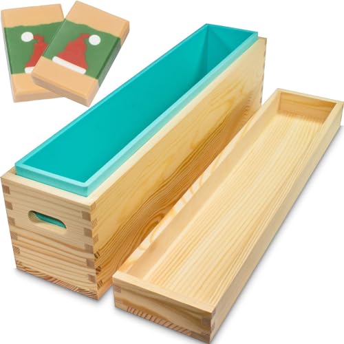 Tall Skinny Wooden Soap Molds for Soap Making Large- 5 lb Soap Molds Loaf with lid, Rectangle Silicone Soap Loaf Molds 80oz