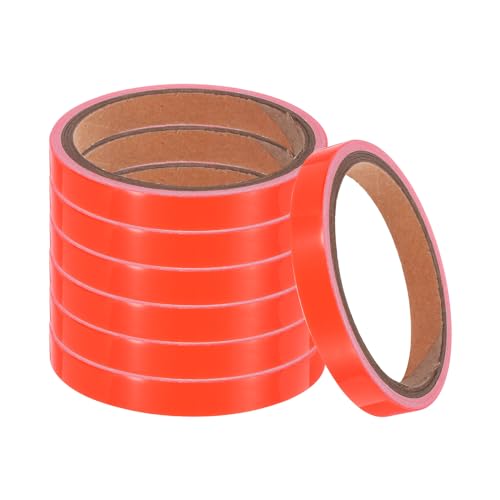 Image of uxcell 7Rolls Glow in The Dark Tape, 0.47 inch x 9.8 ft Fluorescent Adhesive Tape Luminous Tape for Stairs, Walls, Steps, Exit Sign, Home Decoration, Red