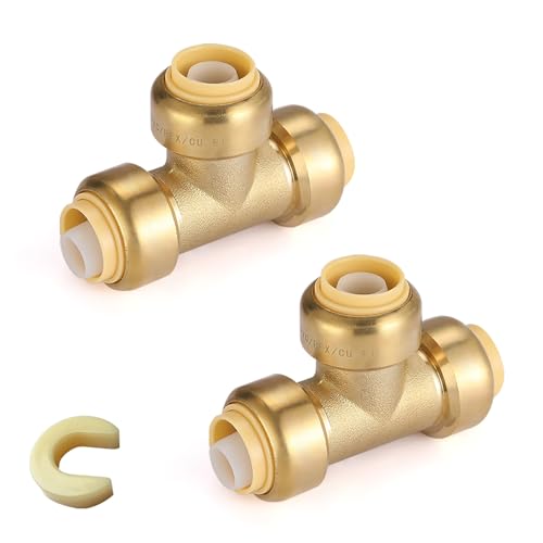 Pushfit Tee 1/2" x 1/2" x 1/2" brass fittings