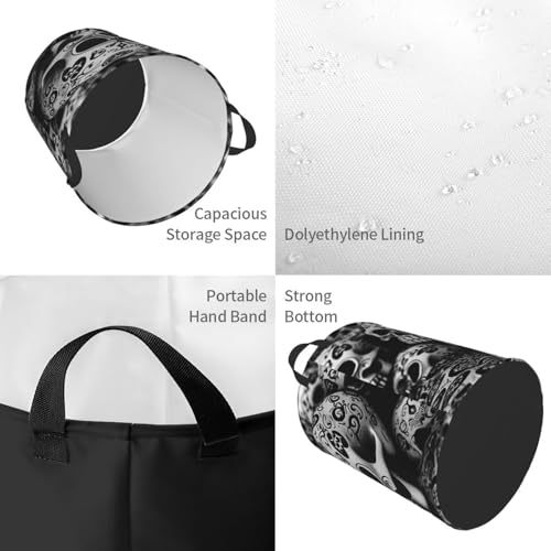 Panier à linge pliable et imperméable avec poignées crânes - 5