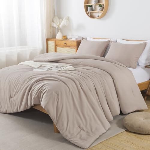 Photo 1 of Andency King Size Comforter Set - 7 Pieces Bed in a Bag King Bedding Comforter Sets Oatmeal