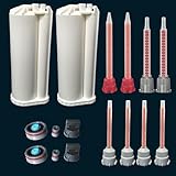 2 epoxy Resin Gun Barrels, 8 nozzles of 3 Different Specifications, with Gray Pistons, Suitable for 50ml/1.7oz AB Glue Gun (50ML-10:1)