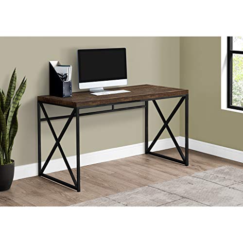 Monarch Specialties I 7450 Computer Desk, Home Office, Laptop, Work, Metal, Laminate, Brown, Black, Contemporary, Modern #TOP1