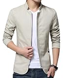 XueYin Men's Cotton Lightweight Slim Fit Jacket Casual Wear,White,US:L/ASIAN:XXXX-L