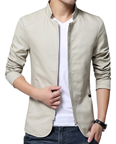 Xueyin Men's Cotton Lightweight Slim Fit Jacket Casual Wear,White,Us:l/Asian:xxxx-L #TOP5