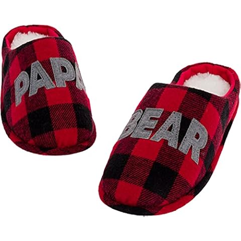 Silver Lilly FUNZIEZ Bear Holiday Slippers - Buffalo Plaid House Shoes - Family Set Slippers, Buffalo Plaid Papa, L Cover