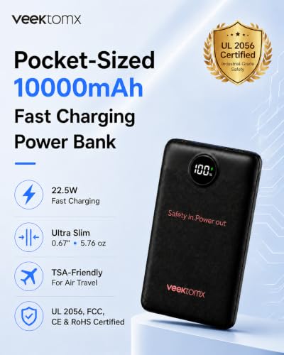 VEEKTOMX 10000mAh 22.5W Fast Charging Mini Power Bank - image 2