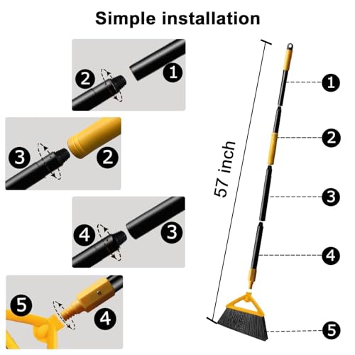 Image of Heavy Duty Yellow Angle Broom with Long Handle - 1 Pack