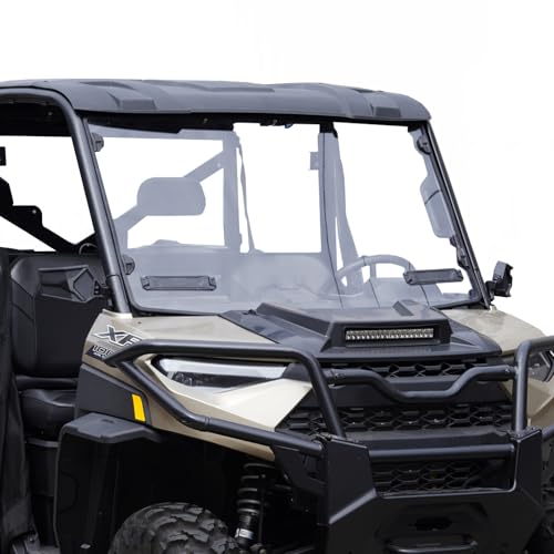 KIWI MASTER Vented Full Windshield for 2017-2026 Polaris Ranger 1000/XP 1000/Crew Accessories Hard Coat Poly Front Window Heavy Duty Polycarbonate Scratch Resistant