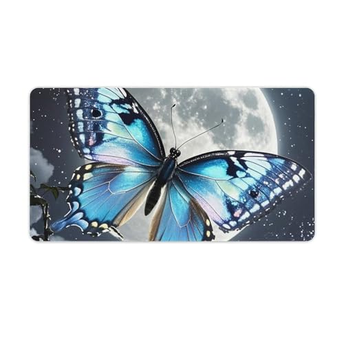 Tapis de souris de jeu papillon bleu pour embellir votre coin télétravail et bureau à domicile