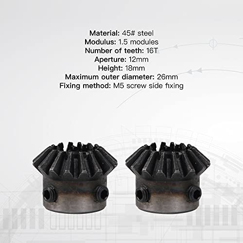 Cnbtr Tapered Bevel Pinion Gear 12Mm Hole Diameter 45# Steel 1.5 Module 16 Teeth Pack Of 2 #TOP1