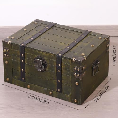 Ornement rustique vert harayaa coffre en bois de rangement format L - 3