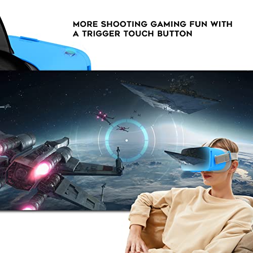 Image of DESTEK V5 VR Headset for Phone w /VR Gamepad, 128 Premium VR apps Included, Anti-Blue Eyes Protected HD Lenses, 110 FOV Virtual Reality Headsets for iPhone, Android Phone - brightblue