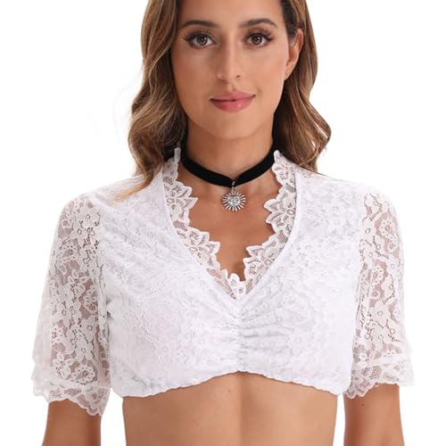 Chemisier dirndl pour femme en dentelle anti-irritation avec un décolleté en V ajustable