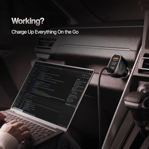Image of Primate 138W USB C Car Charger, 3-Port Fast Car Charger with 100W PD USB-C & 30W PD Type C + 18W QC3.0 USB-A, Super Fast Car Charger Adapter for MacBook, iPhone 16 /15 /14, Samsung, iPad, Laptop