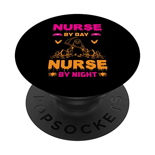 Nurse By Day Nurse By Night Funny Halloween Costume PopSockets PopGrip Intercambiable