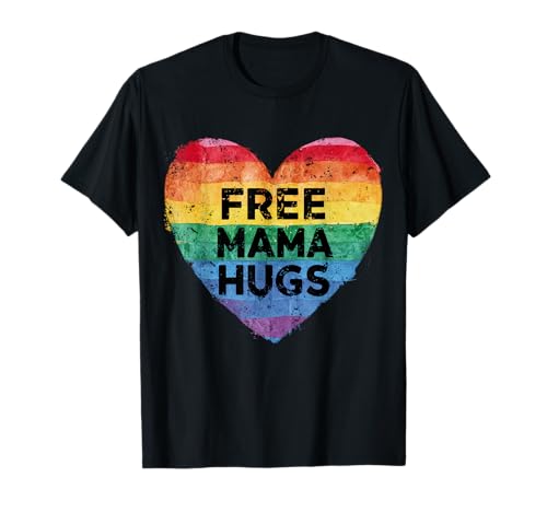 Gratis Mama Hugs LGBT Gay Lesbiche Pride Mese Mamma Bandiera Arcobaleno Maglietta