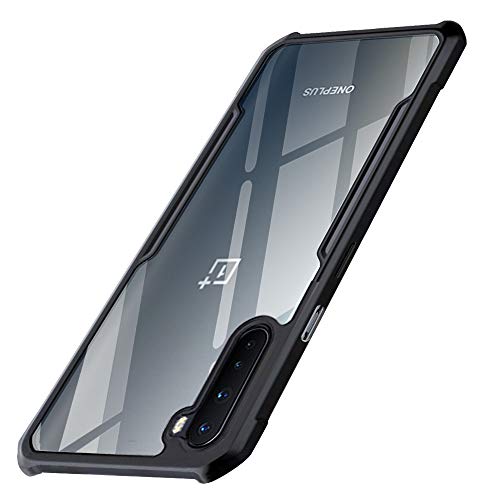 TheGiftKart Back Cover Case for OnePlus Nord (2020) (Shockproof | Crystal Clear | Hybrid TPU & PC | Transparent Back | Black Bumper)