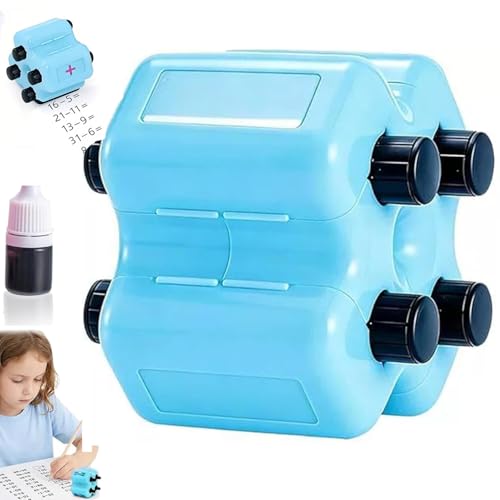 4 in 1 Roller Digitaler Lehrstempel Mathe Stempel Roller Practice Tool Wiederverwendbar Berechnung Stempel für Addition Subtraktion Grundschule Mathematik