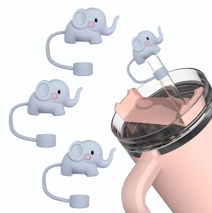 3Pcs Elephant Straw Cover para vasijas Stanley miniatura 3