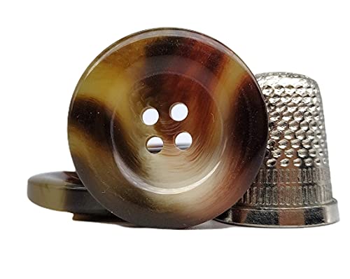 25 Botones de abrigo y chaqueta con aguas color Marrón, 25 mm - Botones tipo cuerno - Accesorio de costura - Fabricado y Enviado desde España Cover