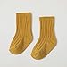 RNTOP Unisex Kids and Toddlers' Socks Anti Slip Crew Socks Infant Soft Comfort Mid Calf Socks Children Fashion (Yellow, S)
