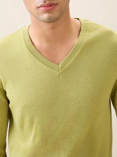 Image of Raymond Men Full Sleeve Regular Fit Solid Pattern Merino Wool Acrylic Blend V Neck V Neck Casual Sweater