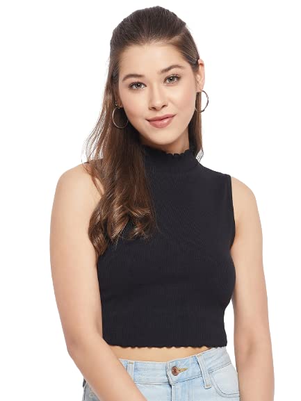 le bourgeois Women Solid Slim Fit Casual Crop Top-picture-28