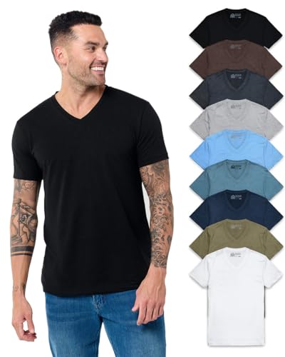 Image of Men's V-Neck T-Shirt Fitted Short Sleeve Soft Cotton Vneck Tees S-2XL