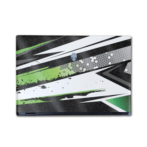 Image of Glossy Glitter Laptop Skin Compatible with Alienware M16 R2 (2024) - Grunge Green - Premium 3M Vinyl Protective Wrap Decal Cover - Easy to Apply | Crafted in The USA by MightySkins